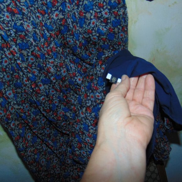 Massimo Dutti Round Floral Ruffle Neck Semi Sheer Layered Midi Dress Boho 5 - Picture 9 of 9